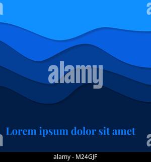 abstract vector background with curves and shadows - blue Stock Vector