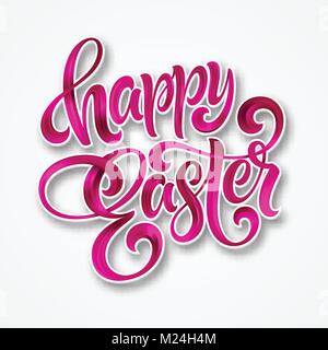 Happy Easter colorful paint lettering. Vector illustration Stock Vector