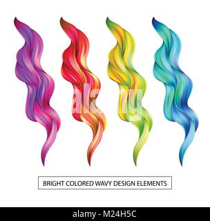 Set abstract colorful wave flow design elements. Vector illustration Stock Vector