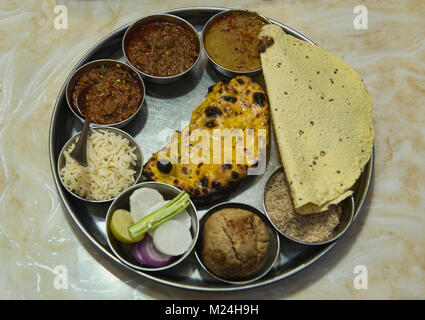 Traditional Rajasthani thali, Jaipur, India Stock Photo