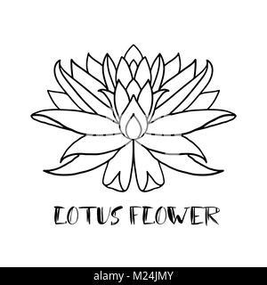 Lotus flower icon on white background. Yoga symbol. Vector illustration. Stock Vector