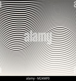 Abstract black and white halftone vertical waves stripes pattern. Vector illustration Stock Vector