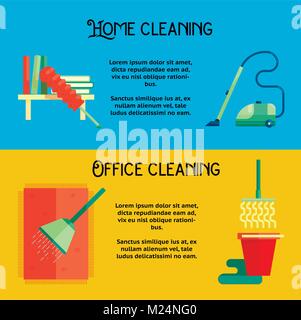 Flat cleaning service banners template concept vector illustration Stock Vector