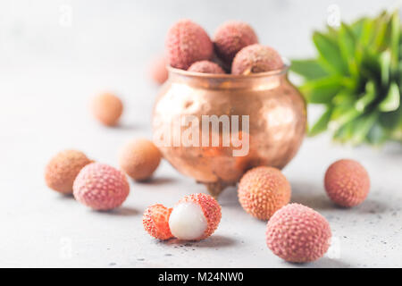 Fresh lychee fruits Stock Photo