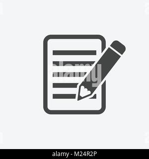 Document with pencil pictogram icon. Simple flat illustration for business, marketing internet concept on white background. Trendy modern vector symbo Stock Vector