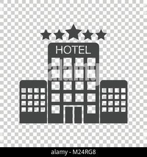 Hotel icon on isolated background. Simple flat pictogram for business, marketing, internet concept. Trendy modern vector symbol for web site design or Stock Vector