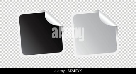Set of blank stickers. Empty promotional labels. Vector illustration. Black and white square tags. Stock Vector