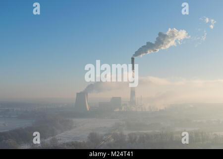 Heat powre plant on a cold winter morning Stock Photo