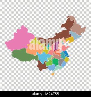 China map with province region. Flat vector illustration on isolated background Stock Vector