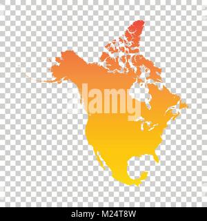 North America map. Colorful orange vector illustration Stock Vector