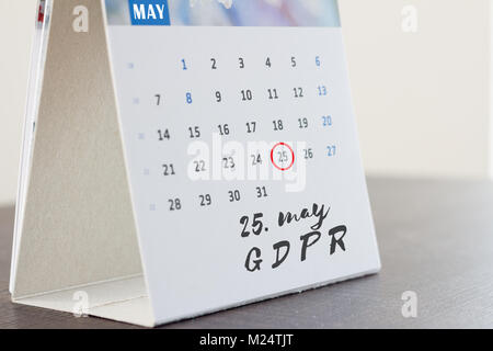 calendar with text GDPR General Data Protection Regulation Stock Photo