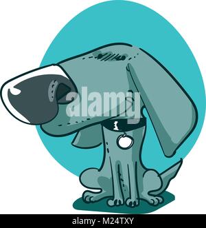 cartoon dog sitting on the ground Stock Vector
