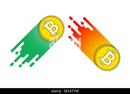 Up and down bitcoin trends. Vector illustration Stock Vector