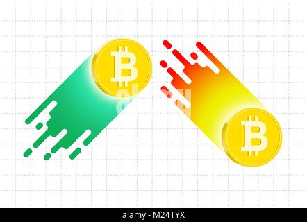 Up and down bitcoin trends. Vector illustration Stock Vector