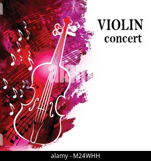 Classical music background with violin and musical notes Stock Vector