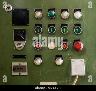control panel with several unlabeled buttons Stock Photo