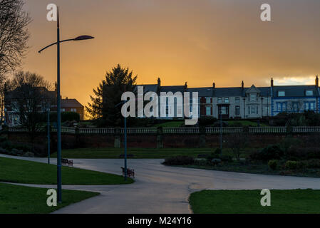 Sunset over the Rooftops in South Shields Marine Park England Stock Photo