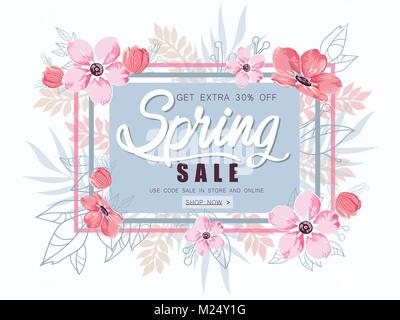 Spring sale background vector illustration. Stock Vector