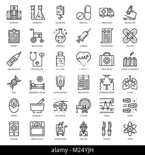 Healthcare and medical, pixel perfect outline icon, isolated on white background Stock Vector