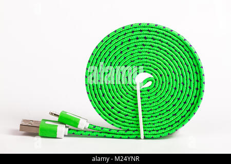Coiled USB Cable on bright background Stock Photo
