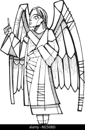 Angel wings ink sketch in engraving style. Hand drawn fenders vector ...