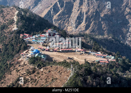 Tengboche village and monastery in Nepal Stock Photo