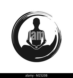 Zen Yoga Meditation Abstract Symbol Brush Vector Graphic Design Stock Vector