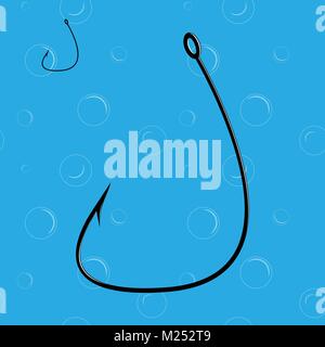 Two types of fishing hook on seamless vesicular pattern. Vector illustration Stock Vector