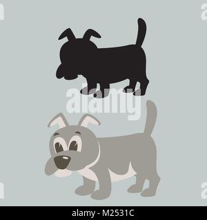 dog cartoon vector illustration flat style black silhouette Stock Vector