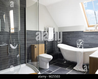 A contemporary, designer bathroom in a modern UK home Stock Photo