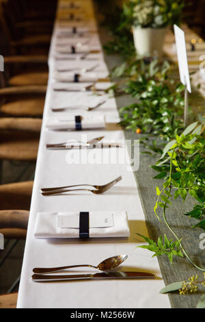 Table set for wedding reception Stock Photo