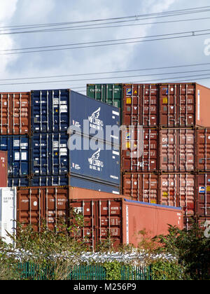 NYK Logistics intermodal shipping containers at the Barton Dock Road ...