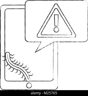 smartphone device message warning worm alert attack Stock Vector