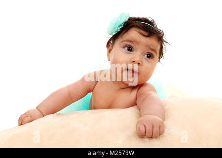 3 month old mixed race baby girl in tutu, Stock Photo