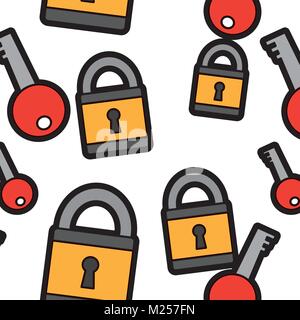 seamless pattern security cyber padlock protection Stock Vector
