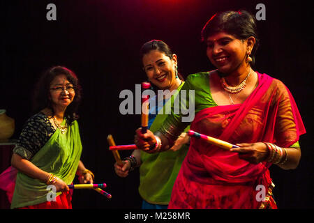 KUALA LUMPUR, MALAYSIA - FEBRUARY 05: A cancer survivors perform a traditional Village dance ' Kolaattam' during launch of World Cancer Week Day 2018 in Kuala Lumpur on February 5, 2018. According to National Cancer Society and Minister of Healh Malaysia Subramaniam, Malaysia has a high incidence to death ratio in Southeast Asia, with 37,000 new cases and 22,000 death each year. Credit: Samsul Said/AFLO/Alamy Live News Stock Photo