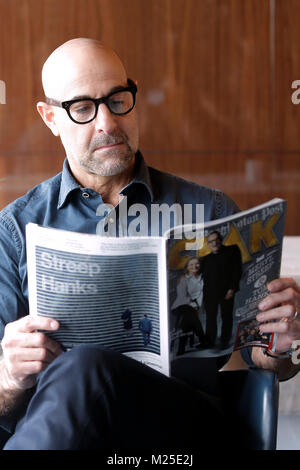 Rome, Italy. 5th February, 2018. Stanley Tucci Roma 05/02/2018. Photocall del film 'Final Portrait - L'arte di essere amici'. Rome February 5th 2018. Actor and film director Stanley Tucci poses for photographers during the photocall for the film 'Final Portrait' Foto Samantha Zucchi Insidefoto Credit: insidefoto srl/Alamy Live News Stock Photo