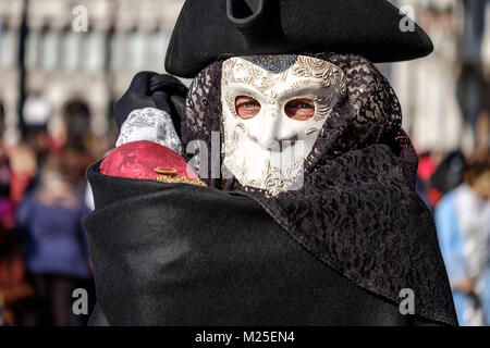 The Larva, a traditional Venetian mask posing in Piazza San Marco ...