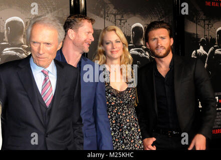 Burbank, California, USA. 5th February, 2018. Director Clint Eastwood, guest, actress Alison Eastwood and actor Scott Eastwood attend the World Premiere of 'The 15:17 To Paris' at Warner Bros. Studios, SJR Theater on February 5, 2018 in Burbank, California. Photo by Barry King/Alamy Live News Stock Photo