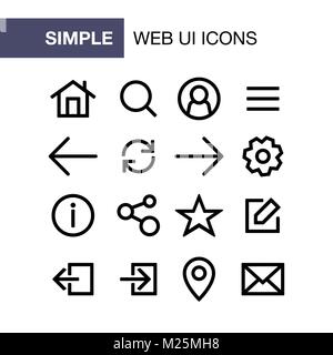 Set of web and mobile application icons for simple flat style ui design. Stock Vector