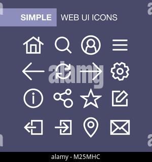Set of web and mobile application icons for simple flat style ui design. Stock Vector