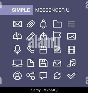 Set of messenger icons for simple flat style ui design. Stock Vector