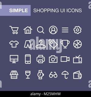 Set of online shopping icons for simple flat style ui design. Stock Vector