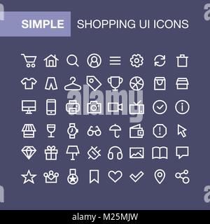 Set of online shopping icons for simple flat style ui design. Stock Vector