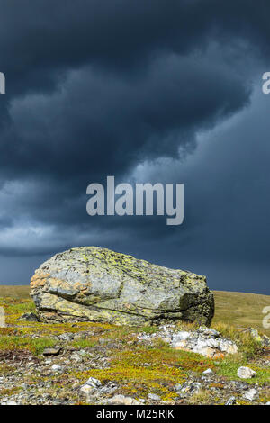 Thundercloud at a large boulder Stock Photo