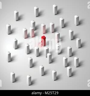 Grey figures and a red one, vector Stock Vector