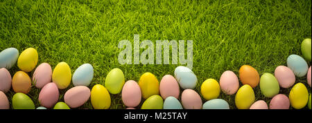 Easter eggs on meadow grass background Stock Photo