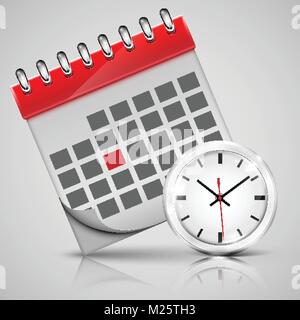 Vector calendar with a clock Stock Vector