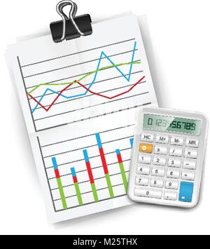 Vector illustration of clipboard, calculator icon Stock Vector