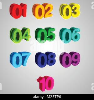 3D numbers, vector Stock Vector